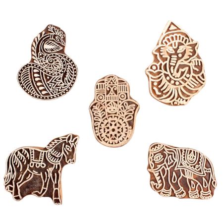 Set of 5 Piece New Mix Wooden Printing Block